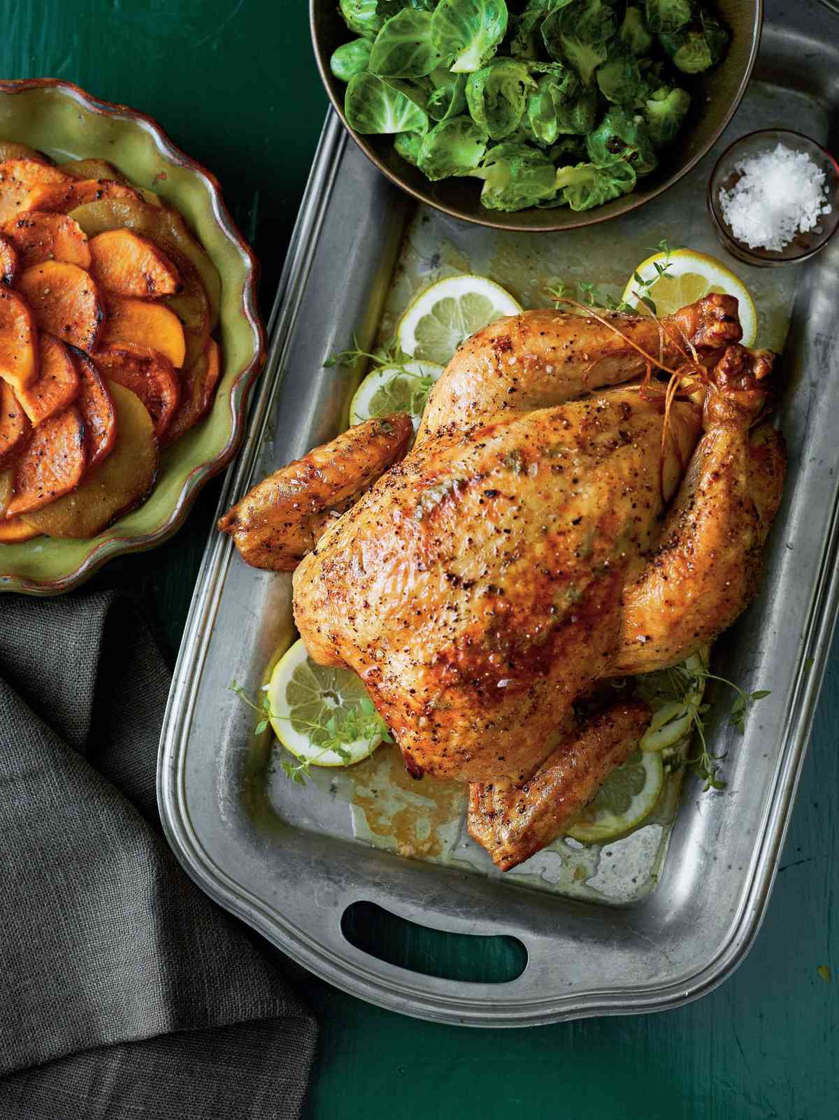 Roast Chicken with Sweet Potatoes and Apples