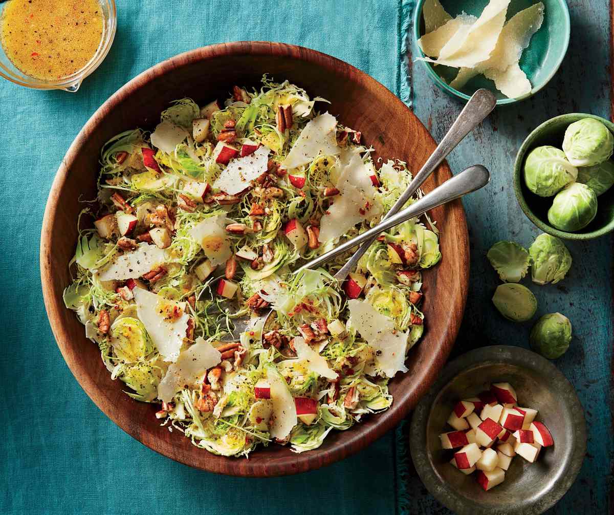 Brussels Sprout Slaw with Apples and Pecans