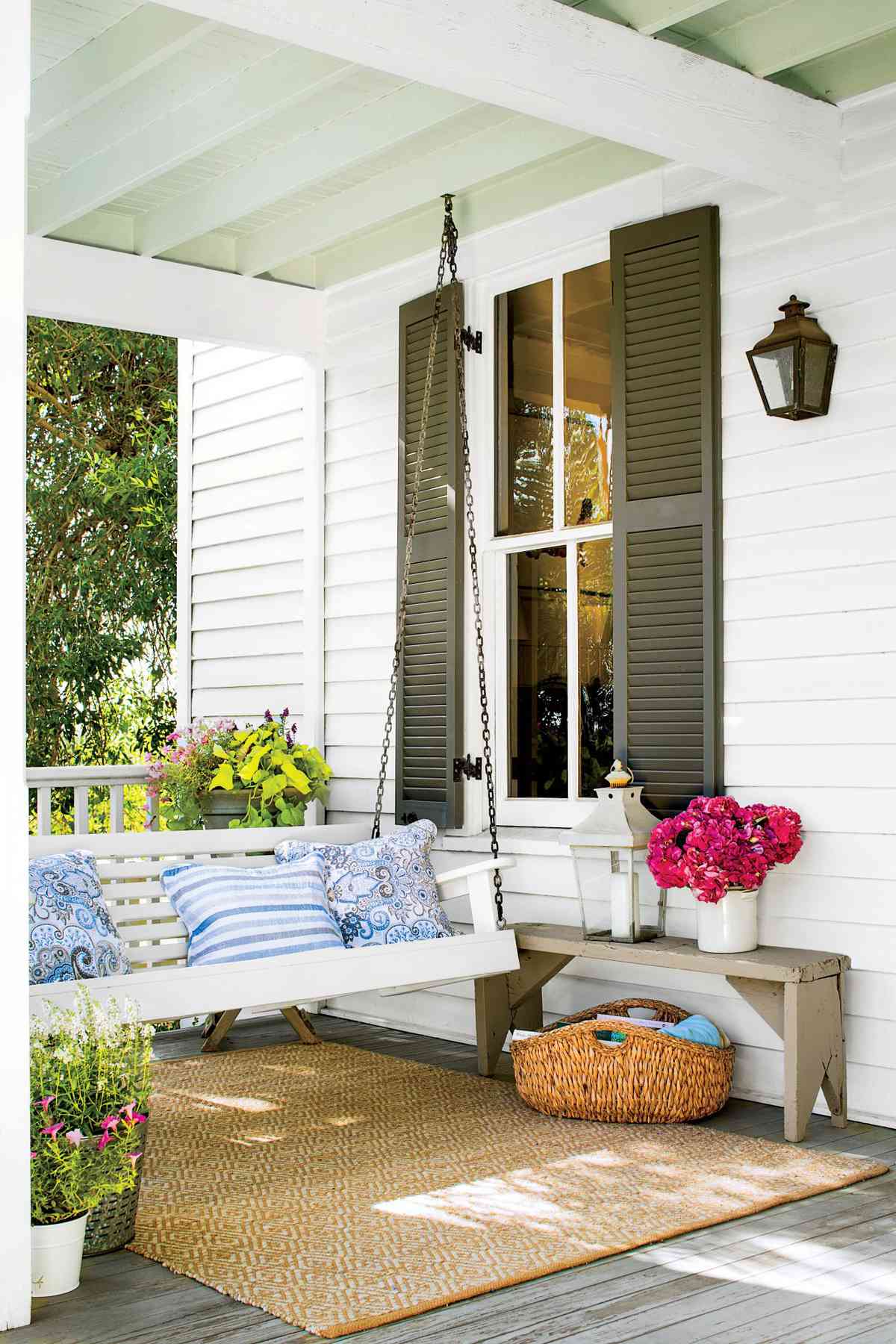 Classic White Porch Swing
