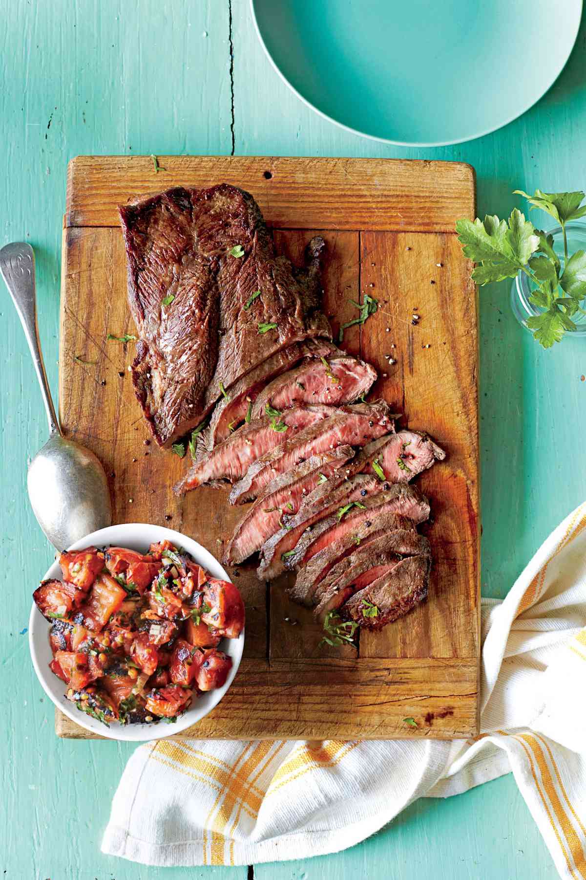 Grilled Flat Iron Steak with Charred Tomato Relish