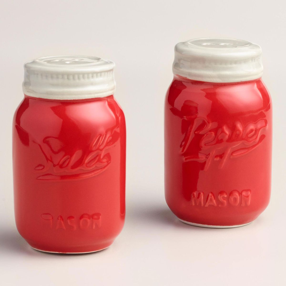 Red Mason Jar Salt and Pepper Shaker