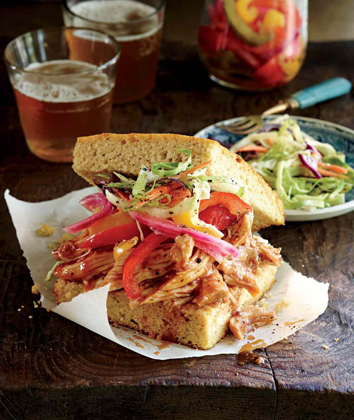 Slow-cooked Barbecued Chicken Sandwiches
