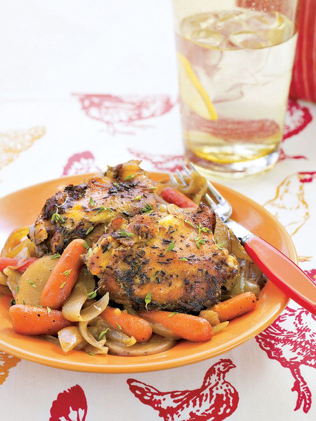 Chicken Thighs With Carrots and Potatoes