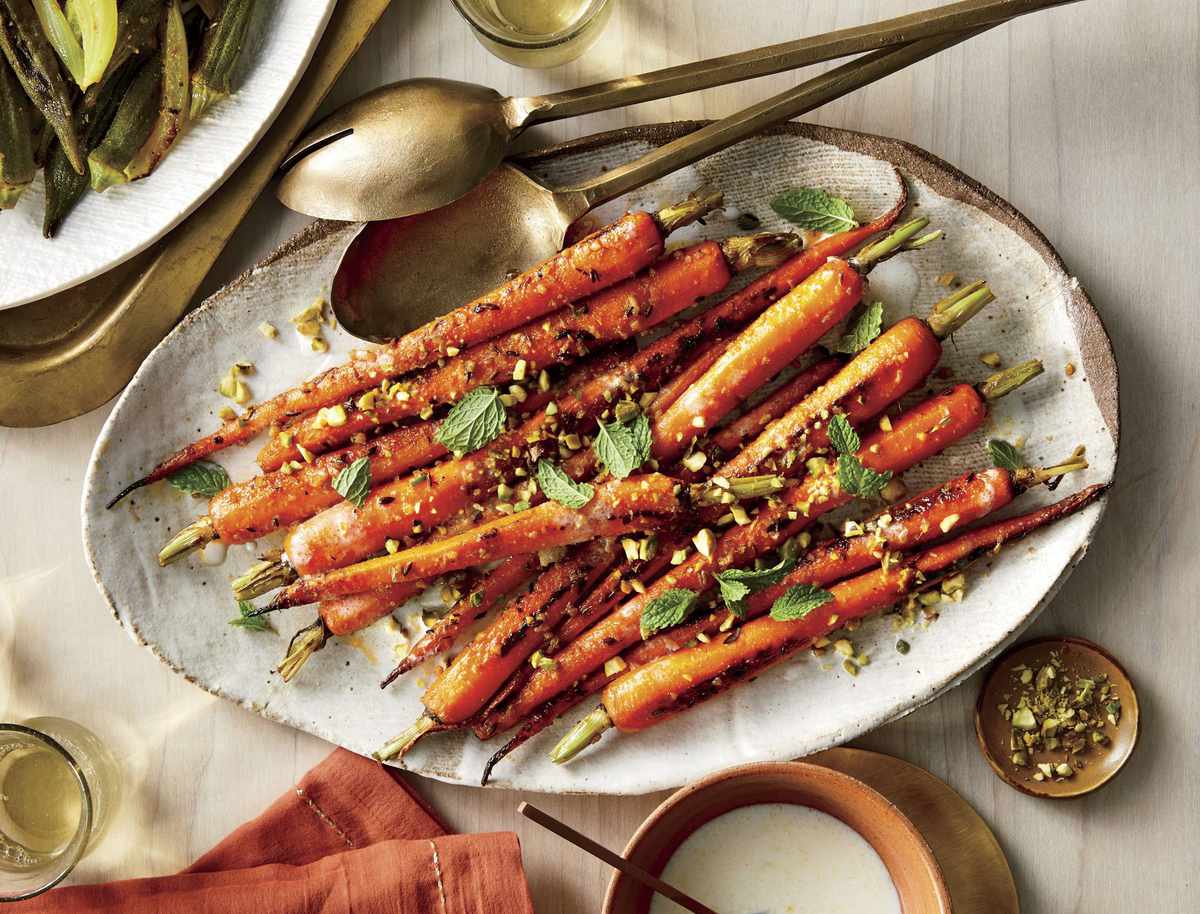 Gingery Carrots with Pistachios and Coconut-Buttermilk Sauce