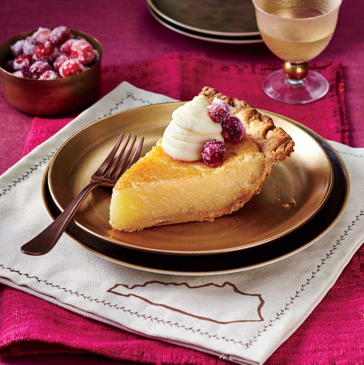 Transparent Pie with Whipped Cr&egrave;me Fra&icirc;che and Sugared Cranberries