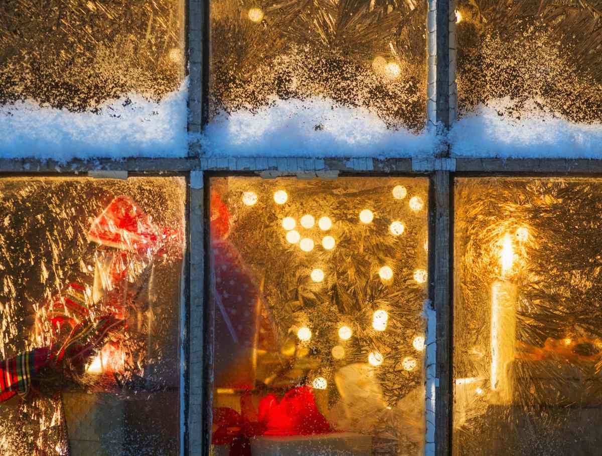 Holiday Window with Christmas Lights