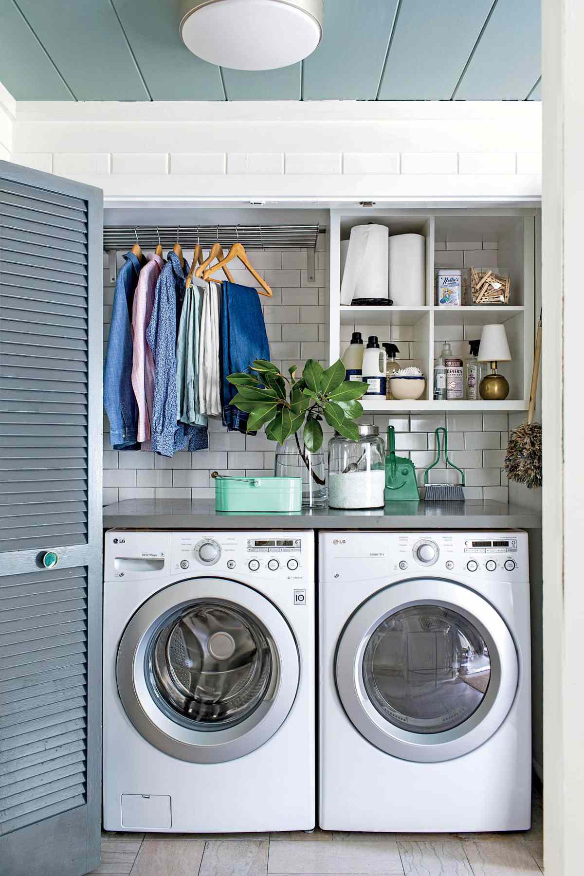 Laundry Room with Blue Doors