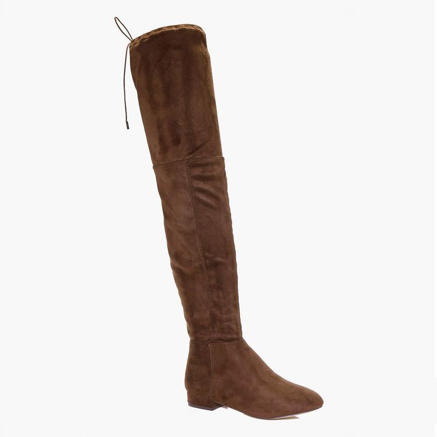 Boohoo Lucy Flat Tie-Back Over the Knee Boot
