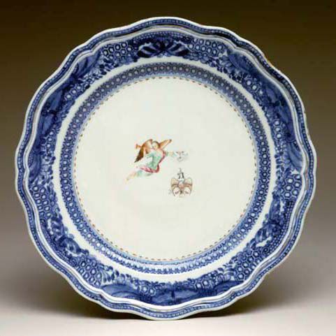 White Plate with Blue Border Presidential China