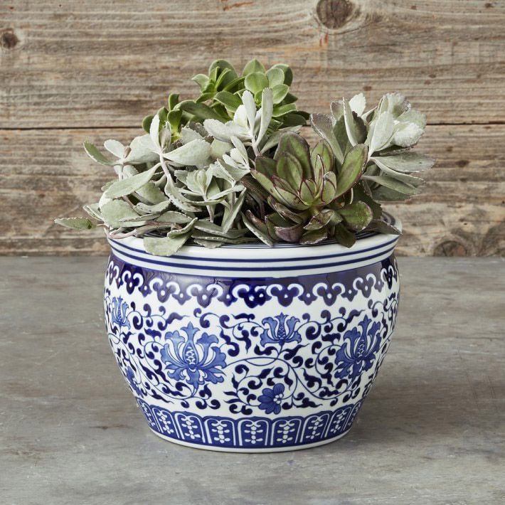Blue & White Ceramic Planter
