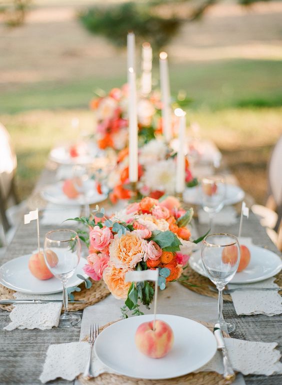 Peach Wedding Tablescape