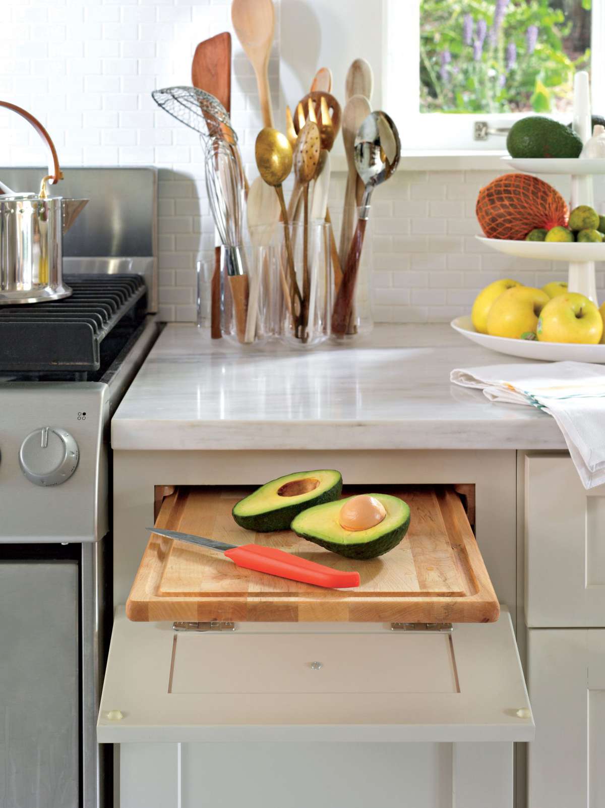 Cutting Board in Kitchen with Avocado