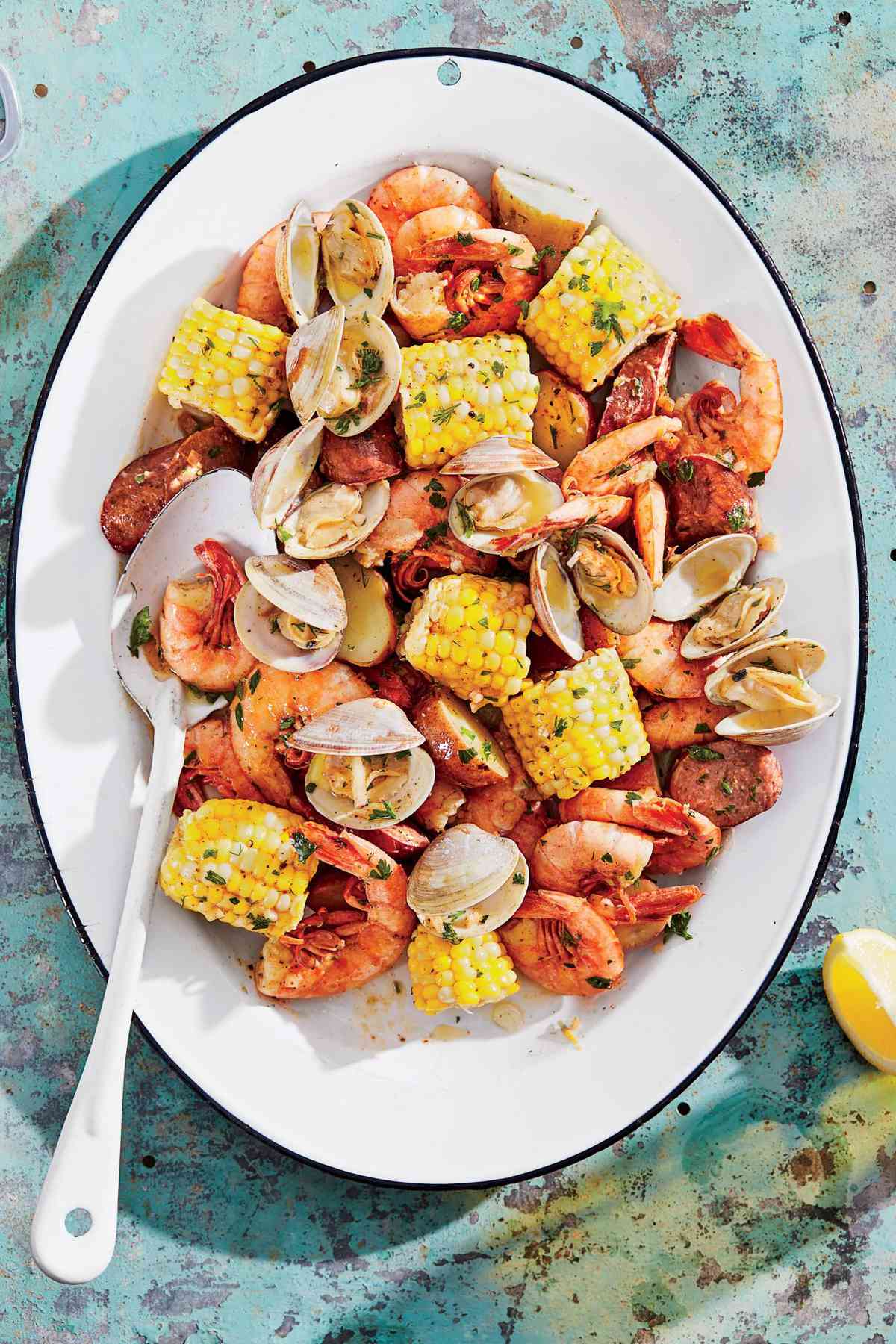 Grilled Clambake Foil Packets with Herb Butter