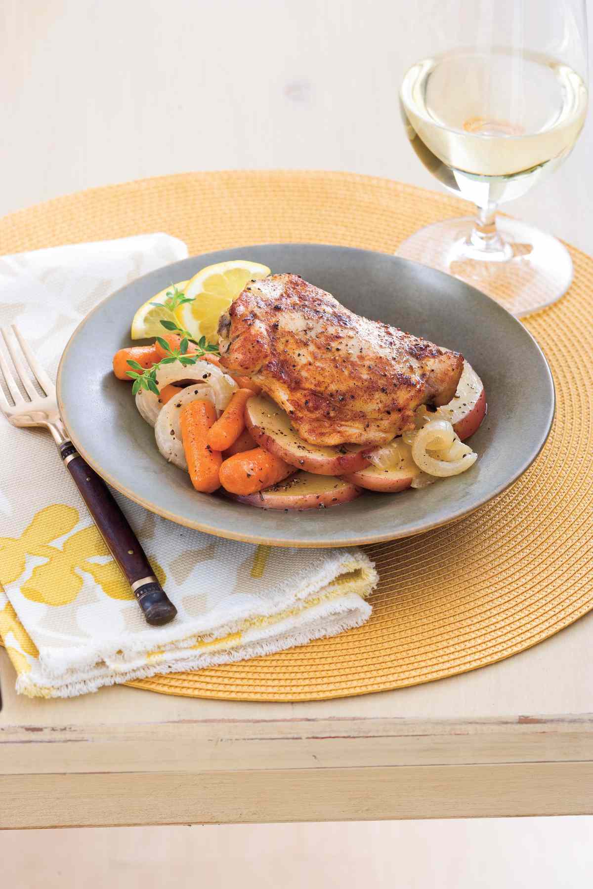Chicken Thighs with Carrots and Potatoes