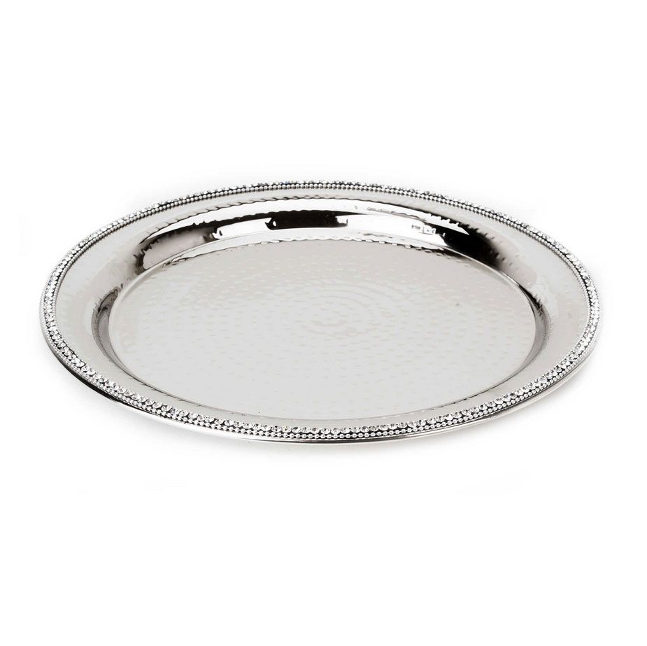 Classic Touch Hammered Stainless Steel Round Platter