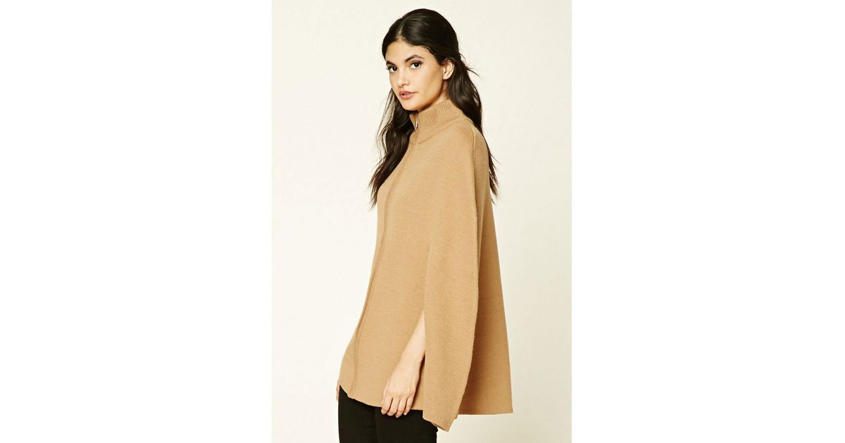 Zip-Front Sweater Poncho