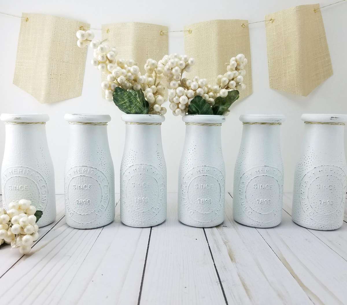 Hand-Painted Milk Bottle Vases