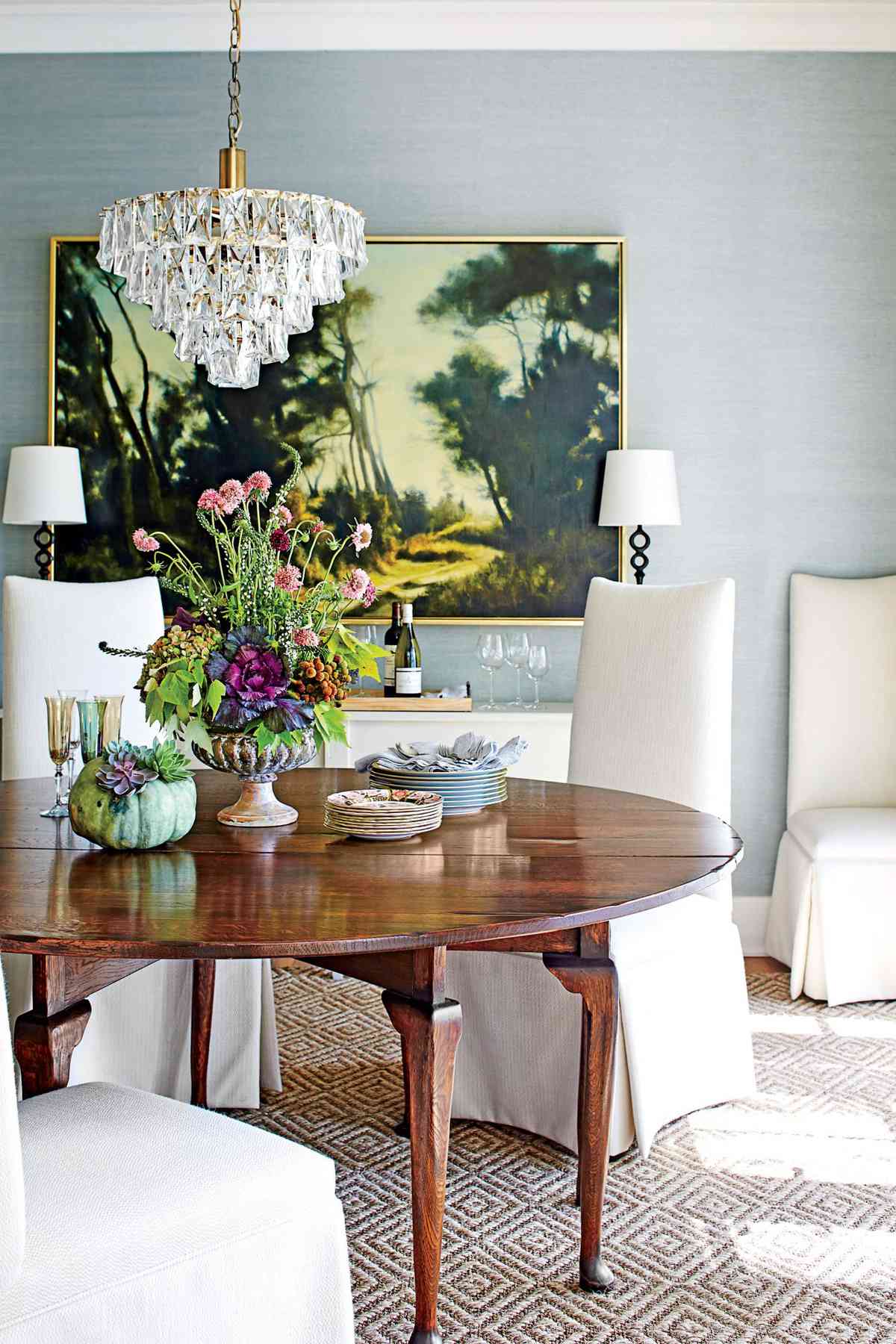 Dining Room with Antiques and New Pieces