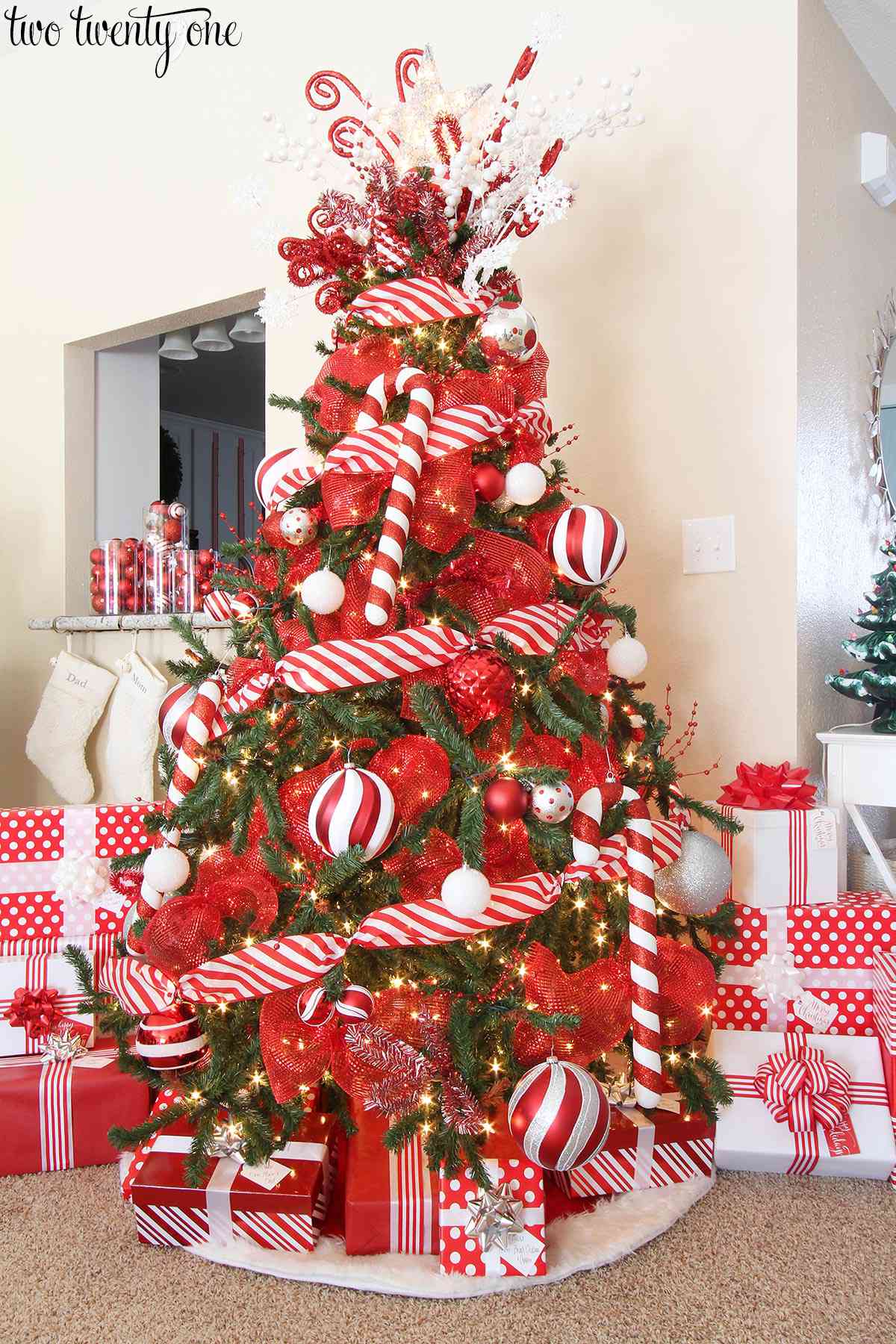 Red And White Candy Cane Christmas Tree