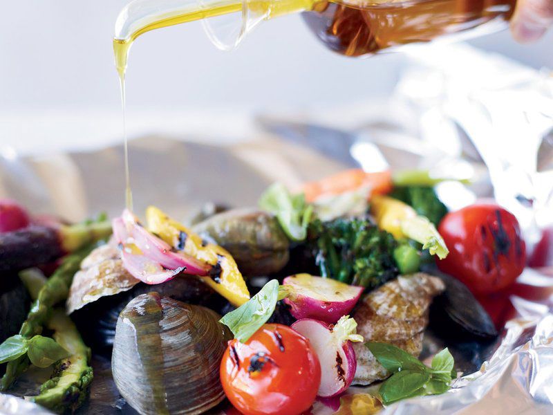 Grilled Shellfish and Vegetables al Cartoccio