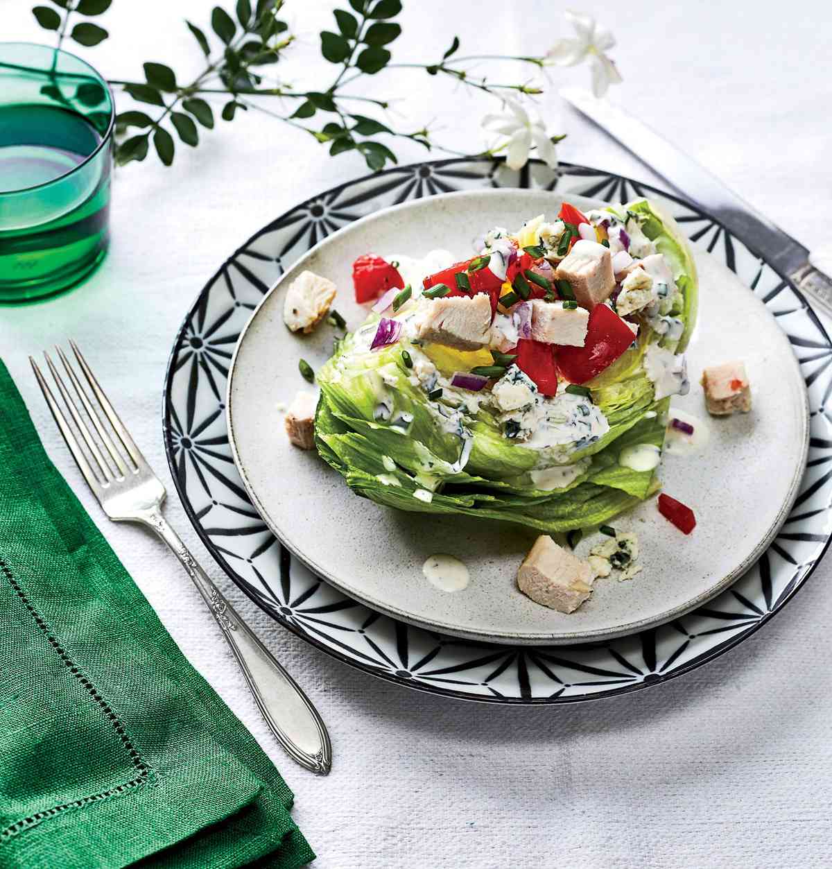 Wedge Salad with Turkey and Blue Cheese-Buttermilk Dressing