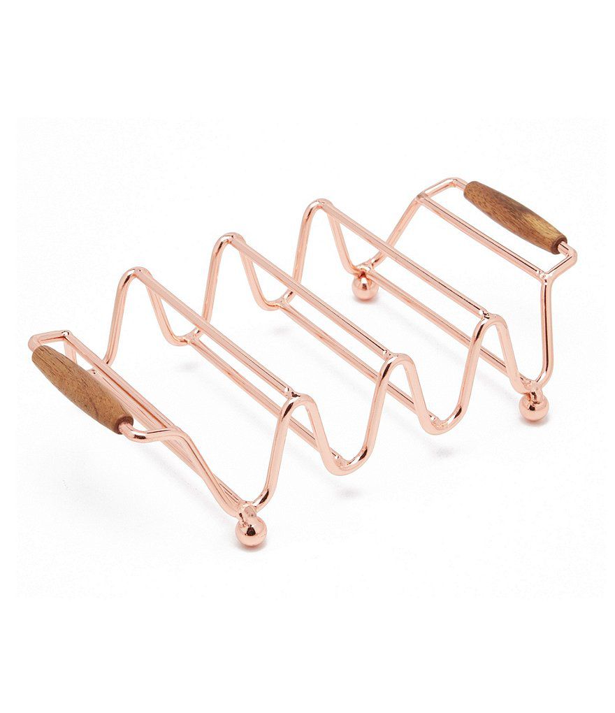 Southern Living Copper Wire and Wood 4 Taco Holder