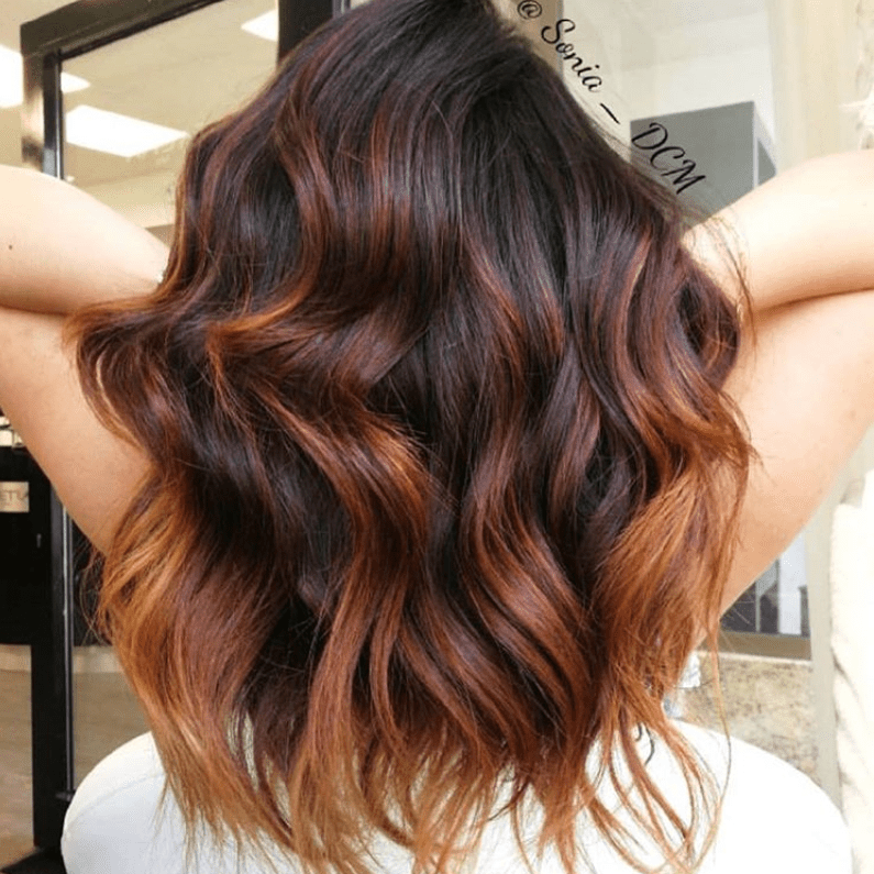 Chestnut Highlights with Copper Balayage