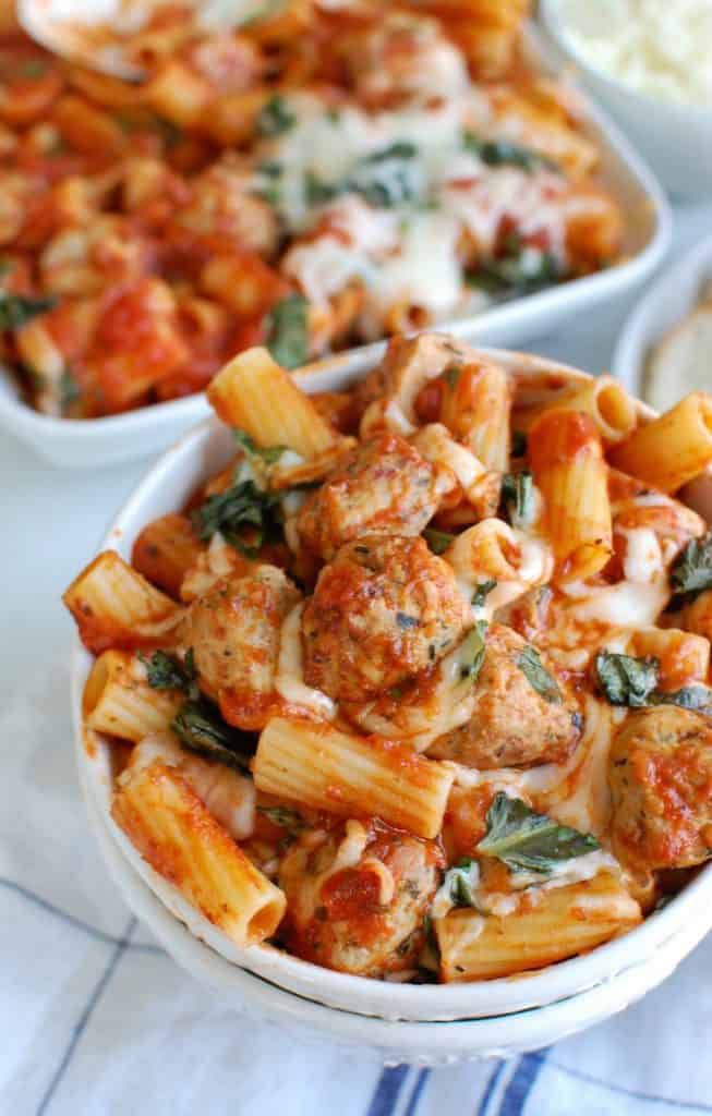 Easy Baked Rigatoni with Chicken Meatballs