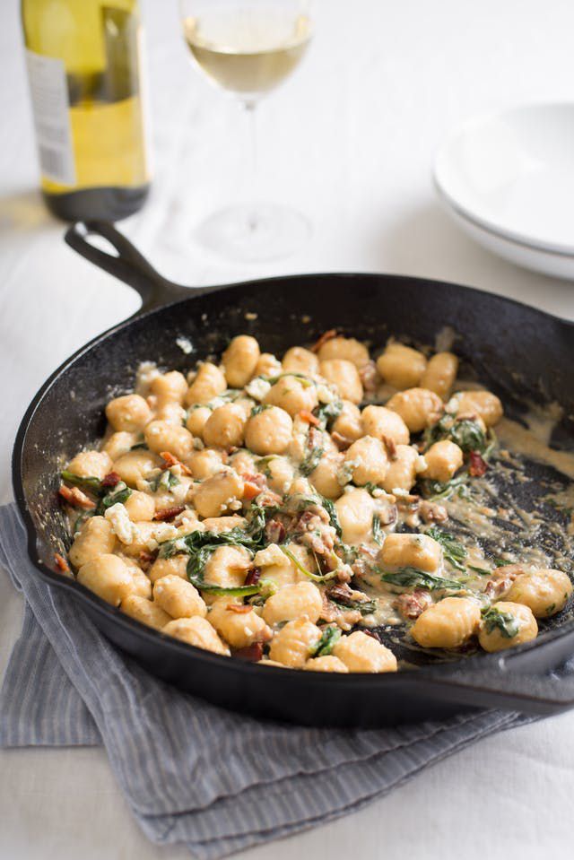 Gnocchi with Spinach, Bacon, and Blue Cheese
