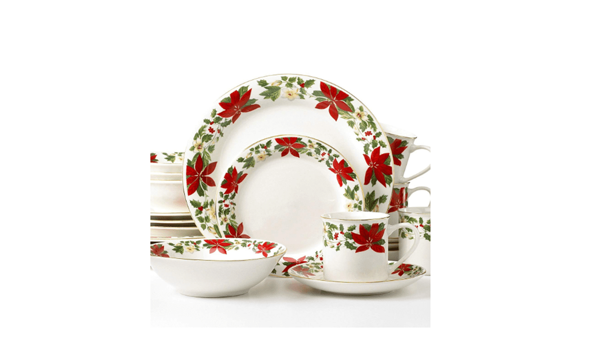Poinsettia Holiday Dinnerware Set