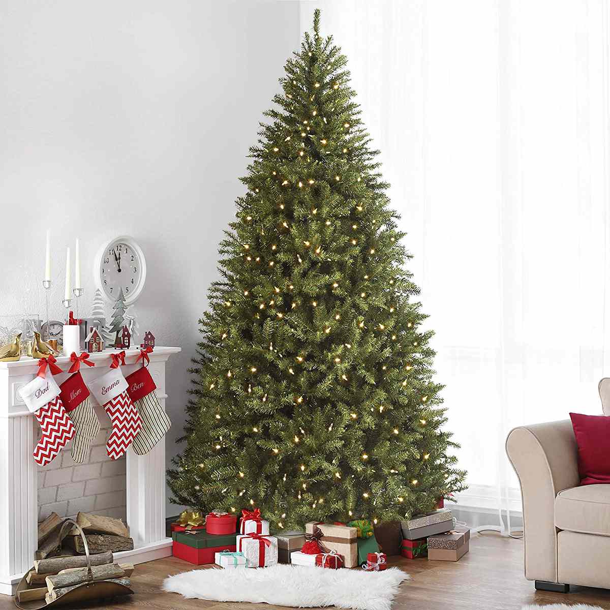 Vintage Style Christmas Tree 4 Ft Pink Flocked Pre-Lit 70 Clear lights 