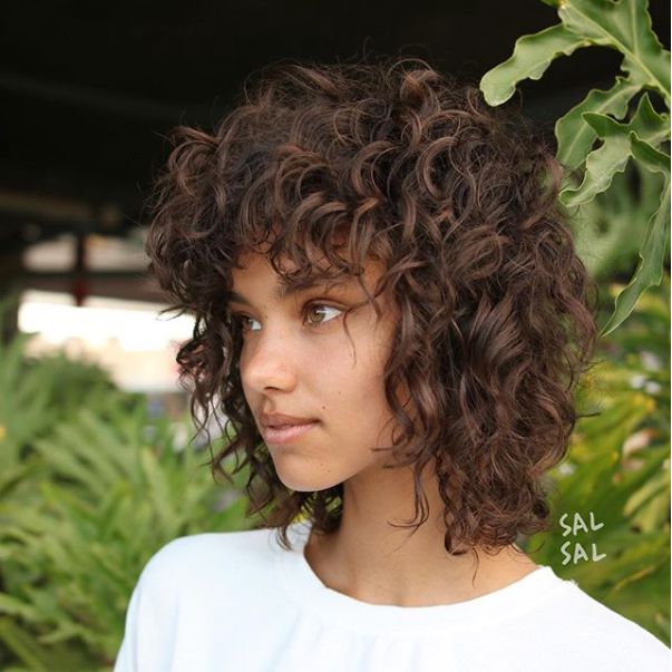 Curly Shag Shoulder Hairstyle for Thin Hair