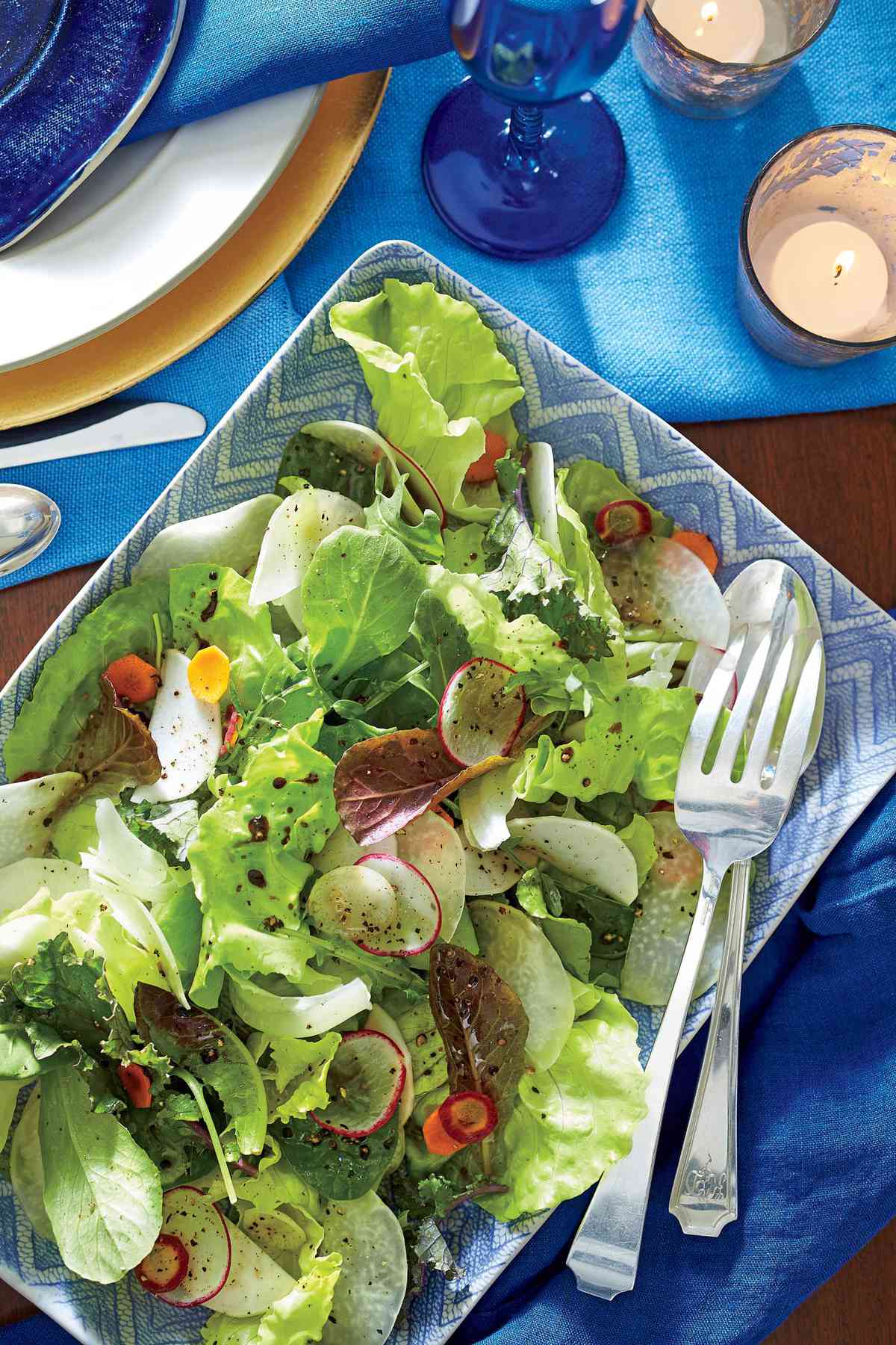 Young Lettuces and Shaved Winter Vegetables with Walnut Vinaigrette Recipe