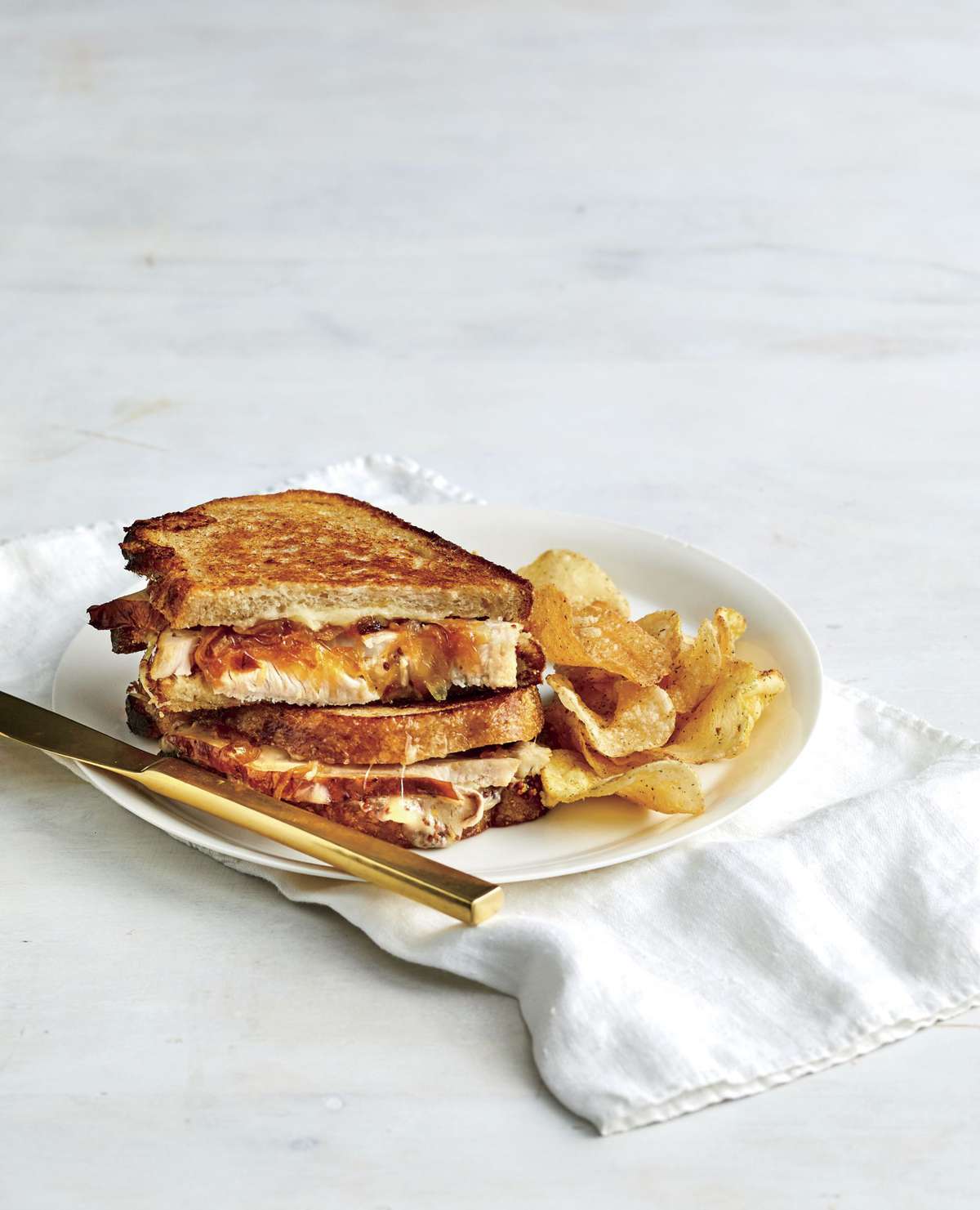 Turkey Grilled Cheese Recipe with Gruyere and Caramelized Onion 