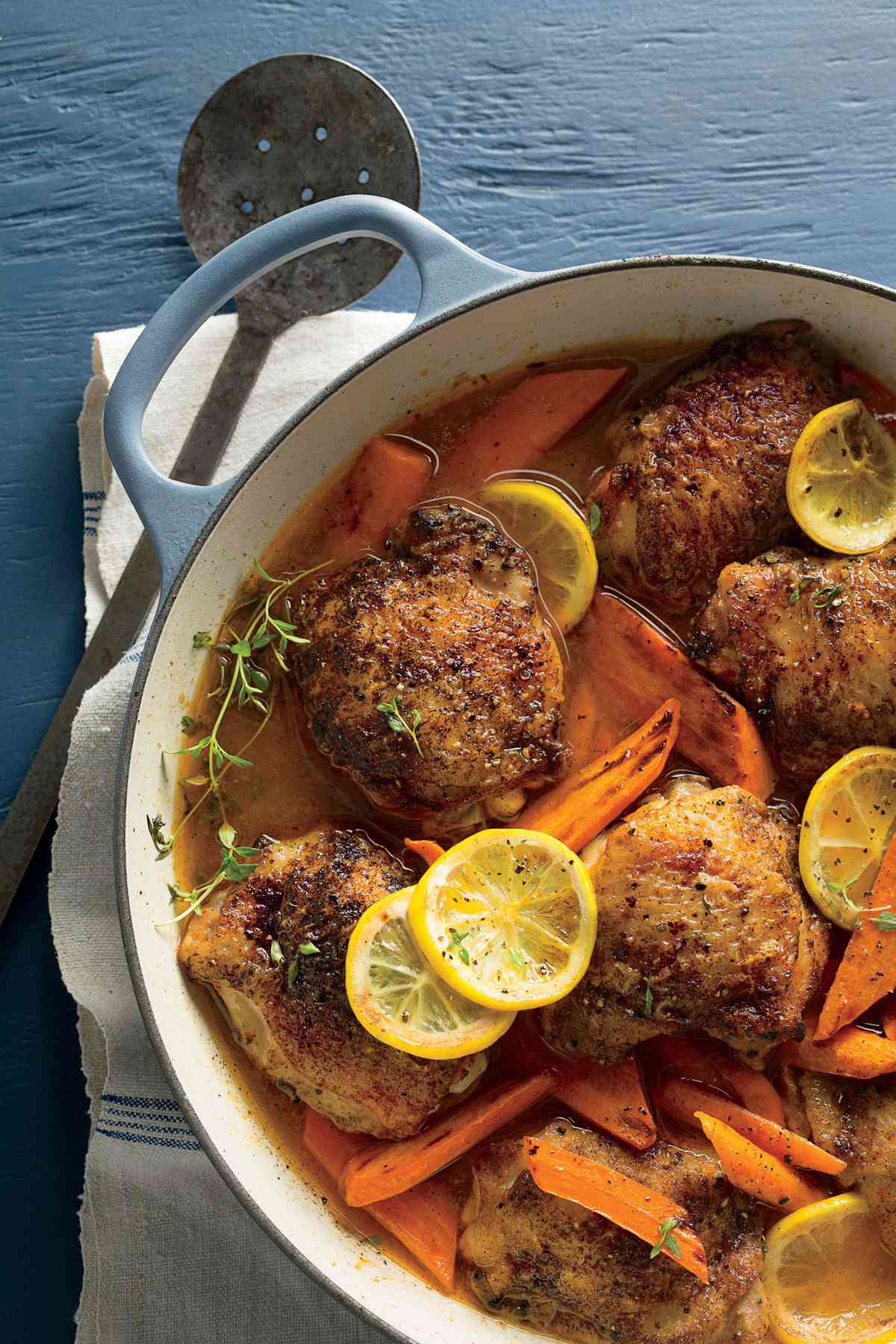 Braised Chicken Thighs with Carrots and Lemons Recipe 