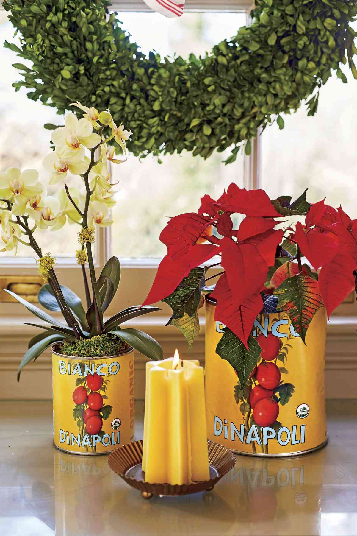 Natasha Lawler Tin Can Vases for Christmas Decorating
