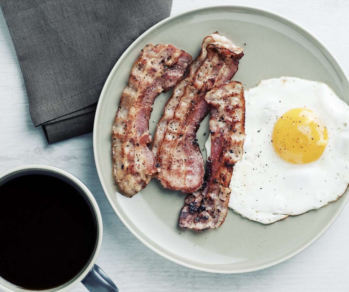 Bacon and Eggs on Plate