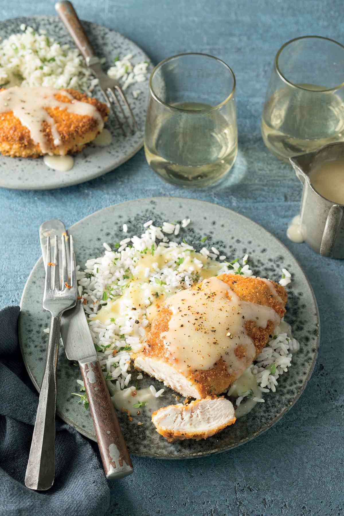 Pam Lolley's Crispy Chicken with Rice and Pan Gravy