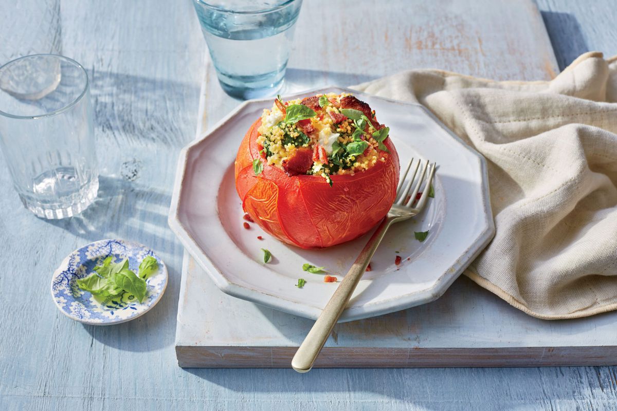 Bacon-Spinach-and-Couscous Stuffed Tomatoes