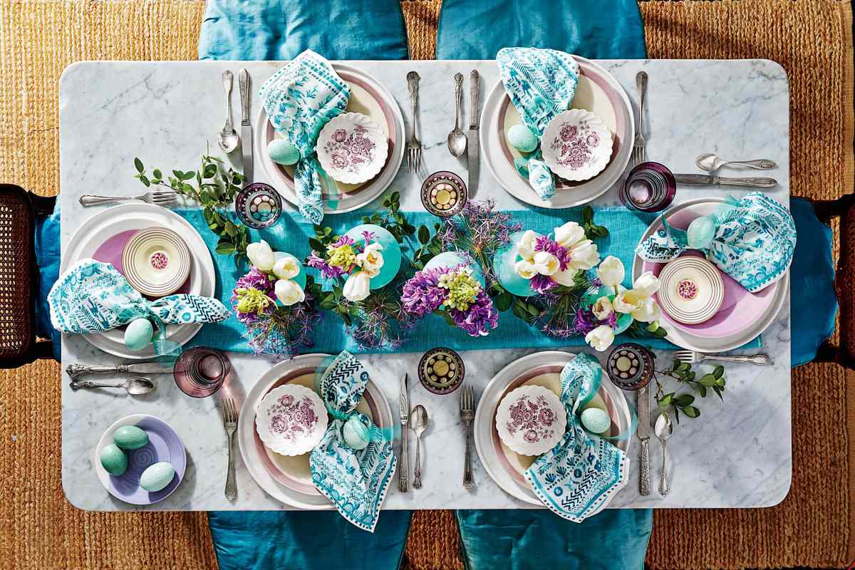 A Whimsical Purple and Teal Table
