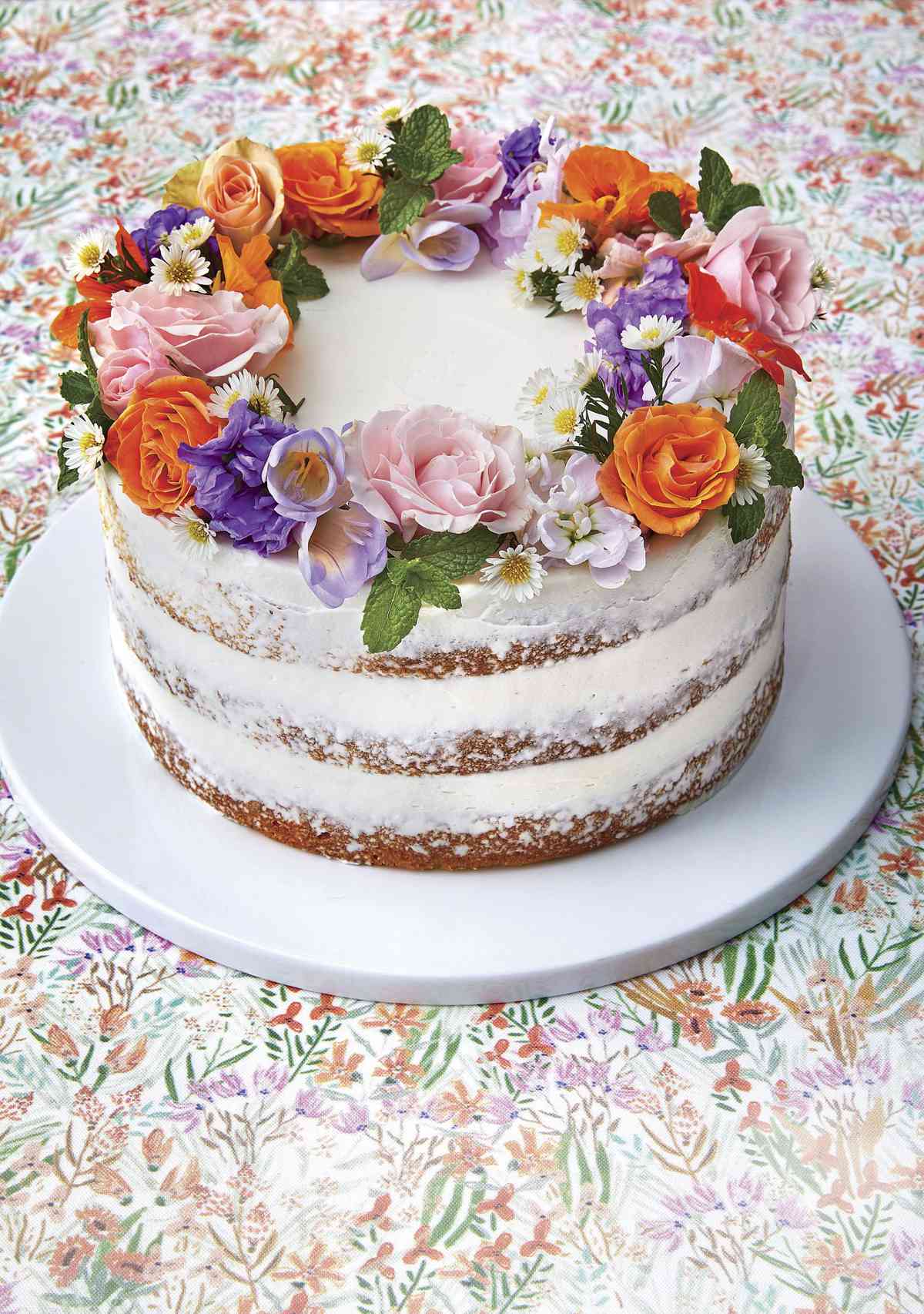 Naked Lemon Cake with Flower Crown
