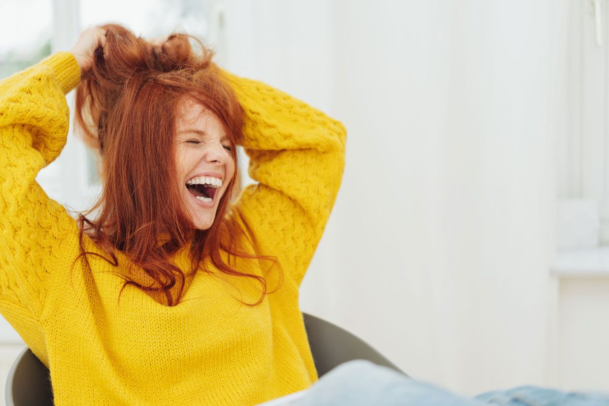 Woman with Red Hair Laughing