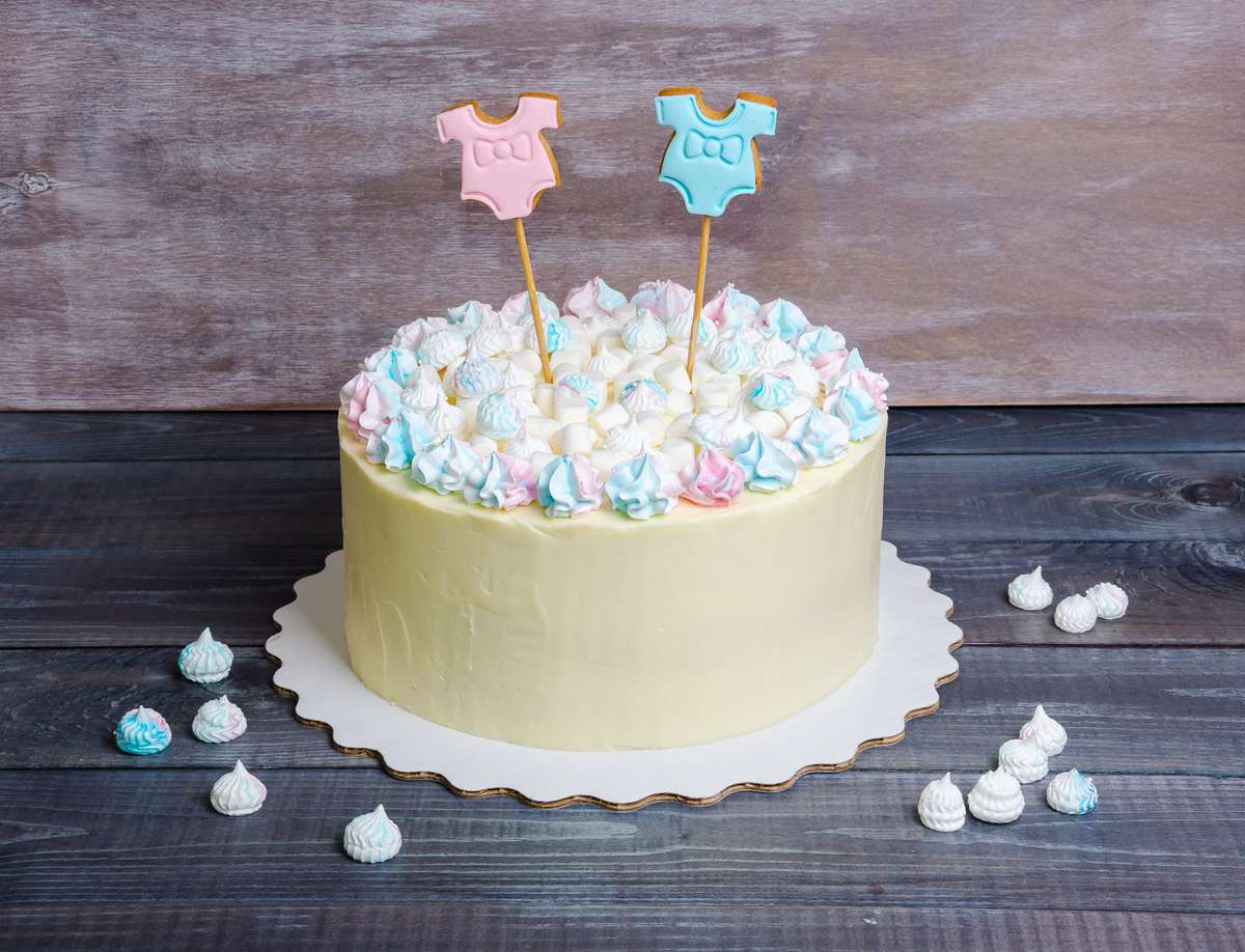 Marshmallow Gender Reveal Cake