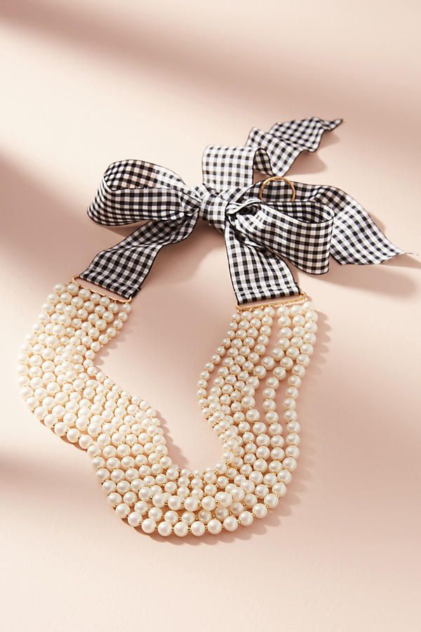 Gingham & Pearls Layered Necklace