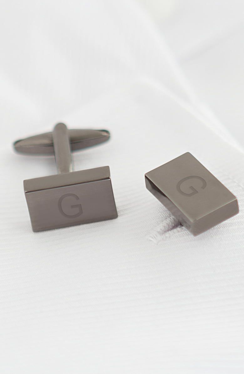 Cathy's Concepts Grey Rectangular Cuff Links