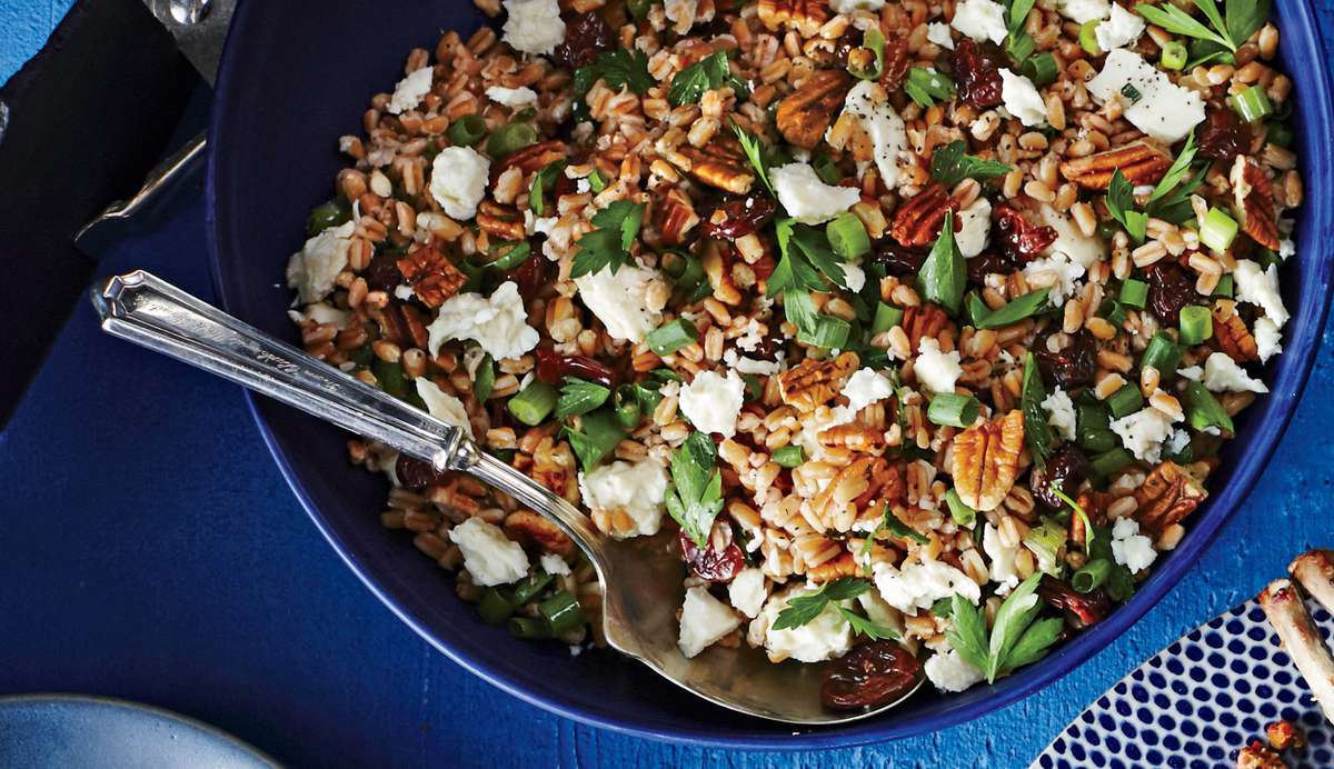 Farro Salad with Toasted Pecans, Feta, and Dried Cherries