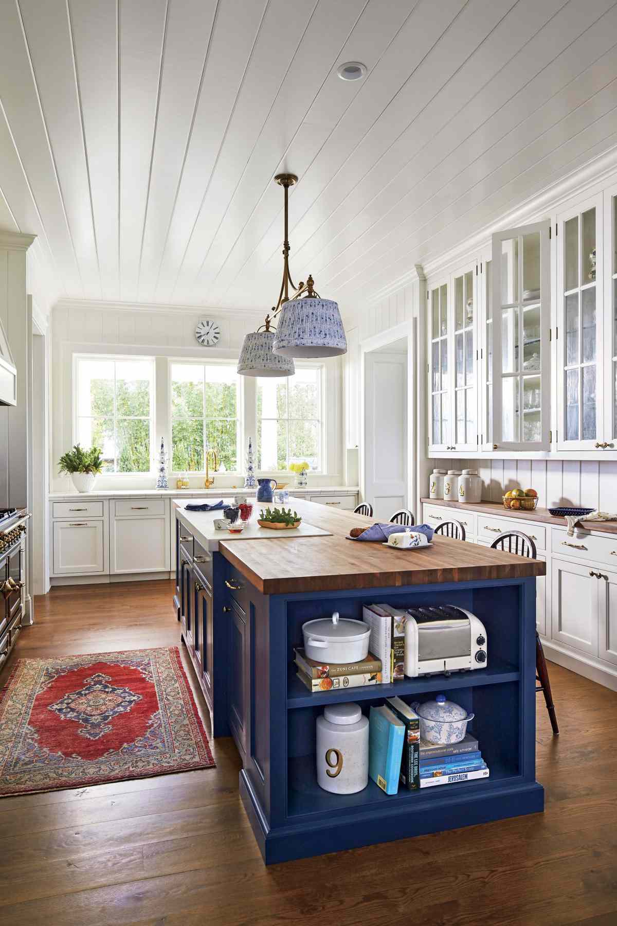 Florida Cracker Style Home Blue and White Kitchen in New Old House