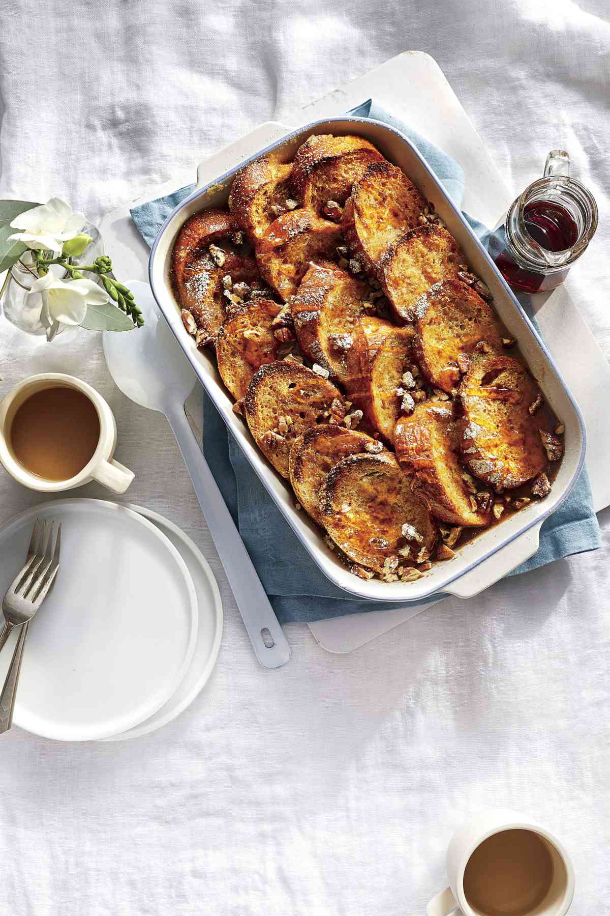 Overnight French Toast Casserole With Bourbon Maple Syrup Southern Living
