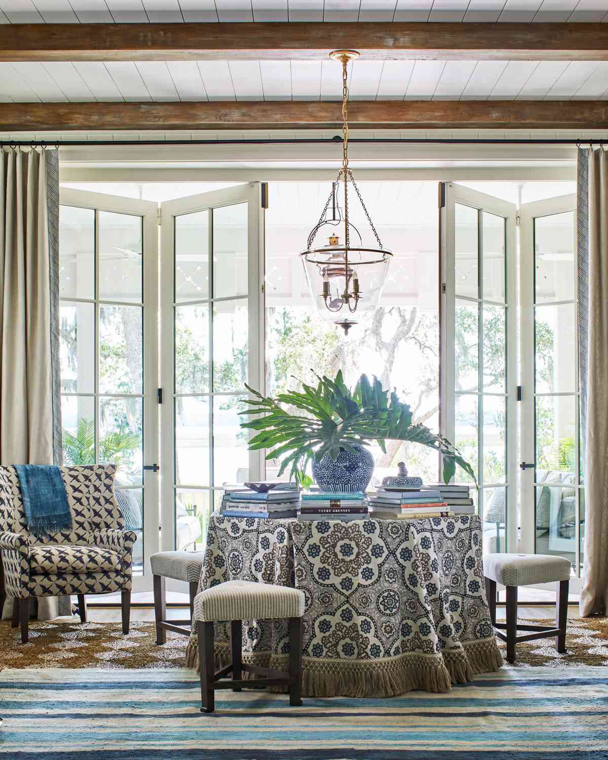 2019 Idea HOuse Living Room Skirted Table and Bi-Fold Doors