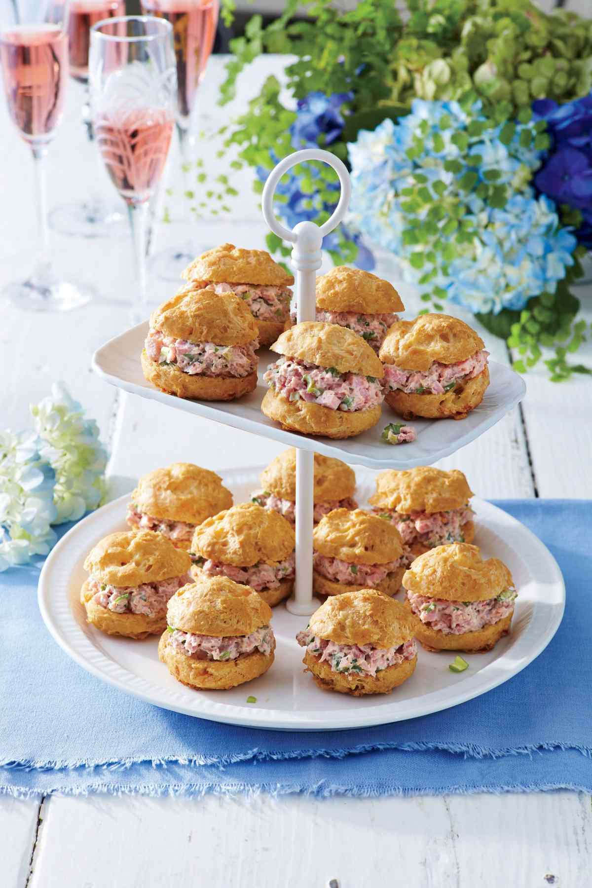 Cheese Puffs with Ham Salad